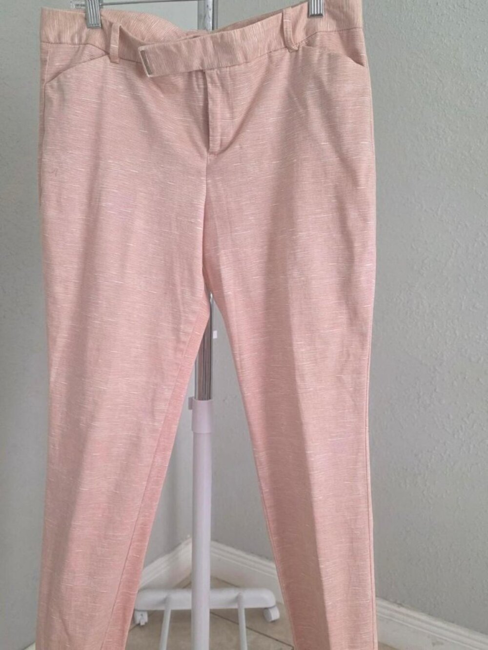 Calvin Klein Blush Pink Slim Ankle Trousers Size 10 Stretch Cotton Work Pants